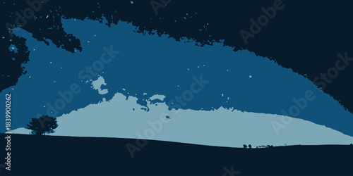 Christmas Night sky gradient with a subtle row of stars at the bottom, deep space background for creative use