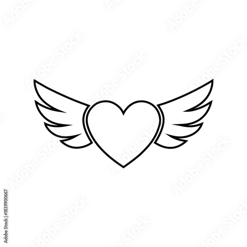 Heart with Wings Icon in Dreamy Flat Vector Style.
