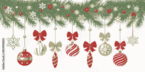 Christmas Premium realistic Christmas vector design with bright, glowing baubles and festive decorations.