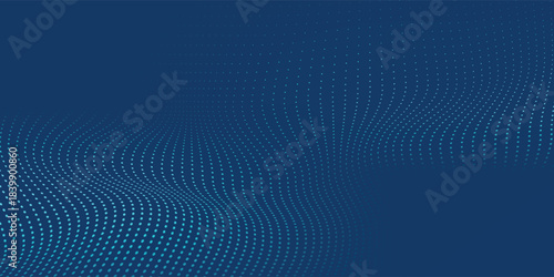 Dark blue halftone dotted abstract background, big data pattern, technology or futuristic visualization, waveform dot texture, music backdrop. 