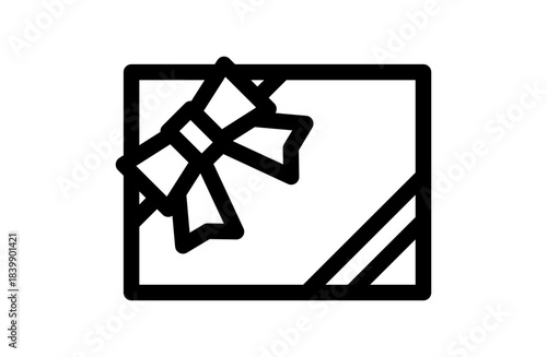 Gift Box with Ribbon Line Icon
