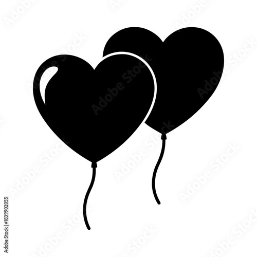 Romantic Heart Balloons Symbol for Celebration Graphics.