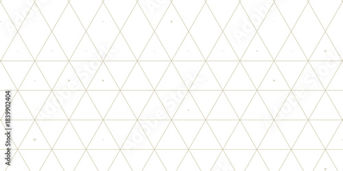 Abstract geometric pattern with triangle, lines and stripes on white background. A seamless vector background. Graphic modern pattern. White and gold pattern.