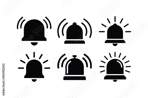 Alarm siren silhouette set emergency warning
