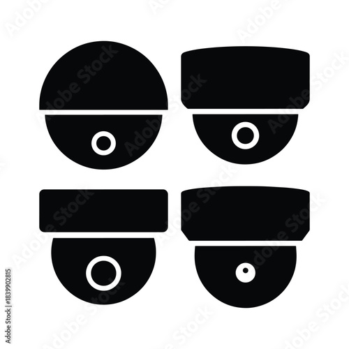CCTV dome camera silhouette set security