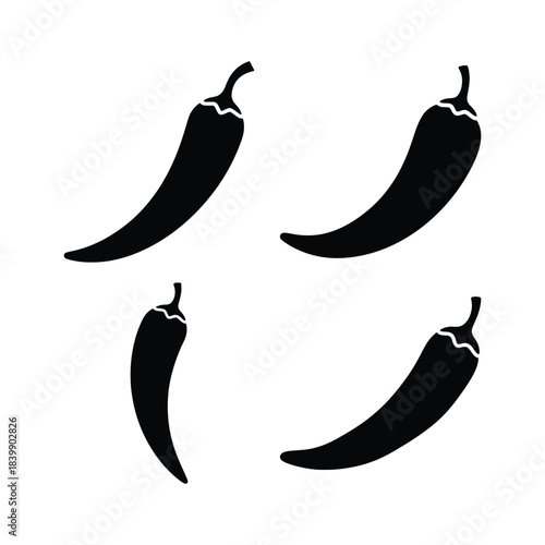 Chili pepper silhouette bundle spicy food