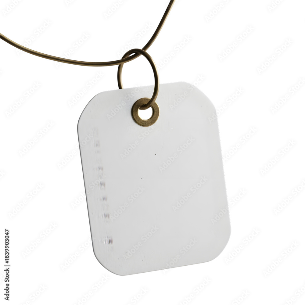 Fototapeta premium Close up of a blank dog tag hanging from a dark green collar against black