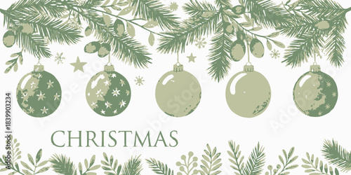 Christmas Festive Christmas vector design on a pure white background, highlighting subtle holiday elements and clean typography for modern use.
