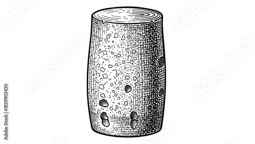 Textured glass tumbler with condensation vintage beverage container for drinks isolated on white bac