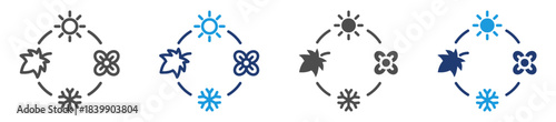 season icon set with multiple style