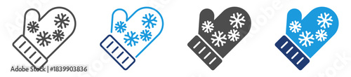 winter gloves icon set with multiple style