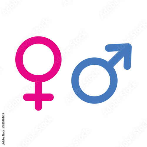 Male and female icons. vector gender symbols. blue male and pink female sexual sign. vector flat style illustration