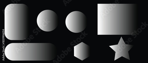 Assorted Geometric Shapes with Gradients on Black Background