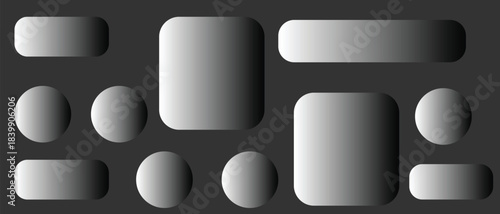Collection of Rounded Shapes with Gradients on Gray Background