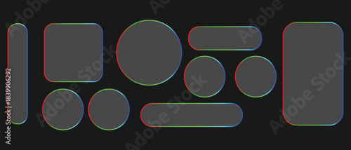 Dark UI Elements with Blue Green Red Gradient Edges