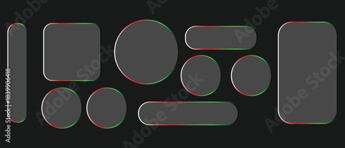 Dark UI Shapes with Red Green Blue Gradient Borders