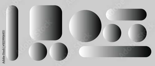 Gradient Shapes In Grayscale With Rounded Corners Keywords: shape, gradient, grayscale, black and