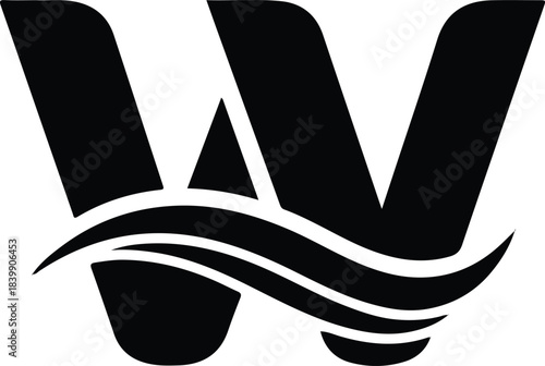 playful w letter logo silhouette vector flat illustration design