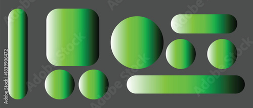 Green And Black Gradient Shapes With Rounded Corners Keywords: shape, gradient, green, black
