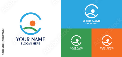 Abstract Circle Logo with Rings, , and Arches for Branding and Growth