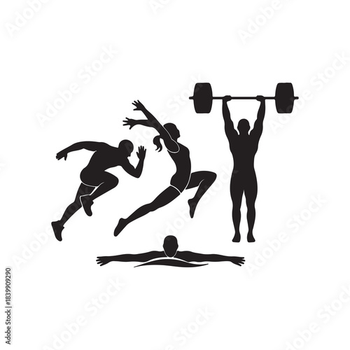 Sport and Fitness Silhouettes Vector Set