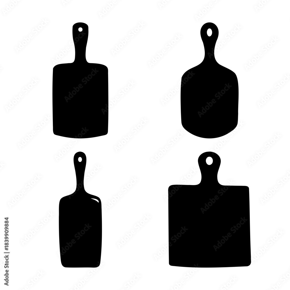 Obraz premium Various cutting board silhouettes, kitchen preparation tools