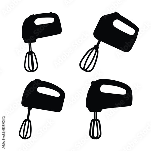 Hand mixer silhouette icons for baking and cooking tasks