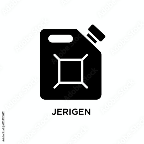 Simple black and white icon of a jerrycan representing fuel or lubricant storage in industrial settings