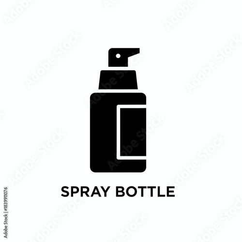 Simple black icon of a spray bottle on a clean white background viewed from the front