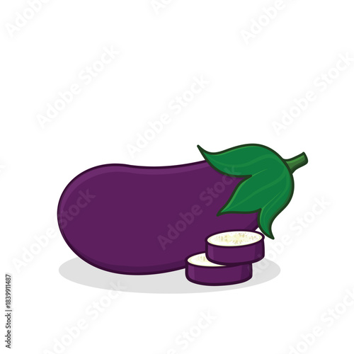 Purple eggplant. egg plant. slice eggplant