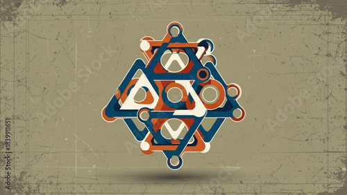 Old paper boat, a textured vector icon illustration with graffiti and a holiday star decoration sign design