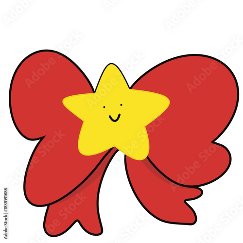 Red Ribbon with Smile Cute Star 