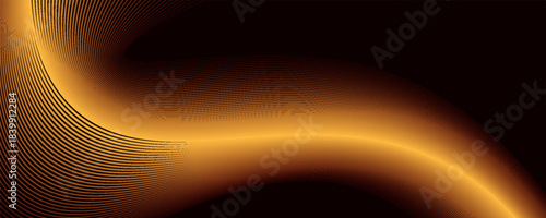 Modern dark abstract background with glowing orange curved wave lines creating a dynamic futuristic light effect. for technology themes, presentations, banners, and stylish digital graphic projects.