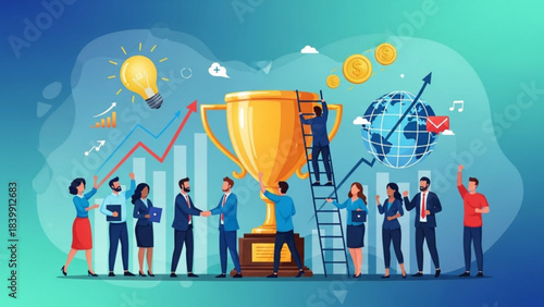 Vector illustration of a family and business people team silhouette, communication network map