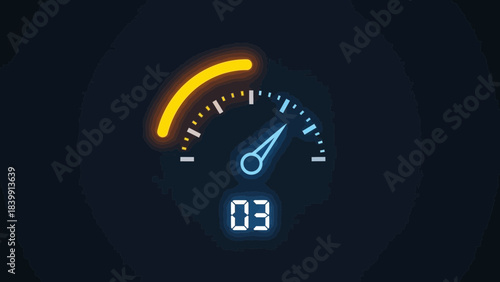 Car Speedometer Showing Low Speed on Dashboard at Night