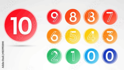 Colorful Numbers Count 0-10 on White Background