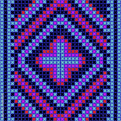  Cross stitch color ,Pixel art pattern vector Seamless