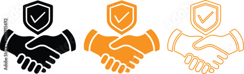 Tableau sur toile Handshake with Shield Checkmark Illustration