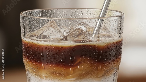 Wallpaper Mural Close up of iced coffee drink with ice cubes and condensation in a glass Torontodigital.ca