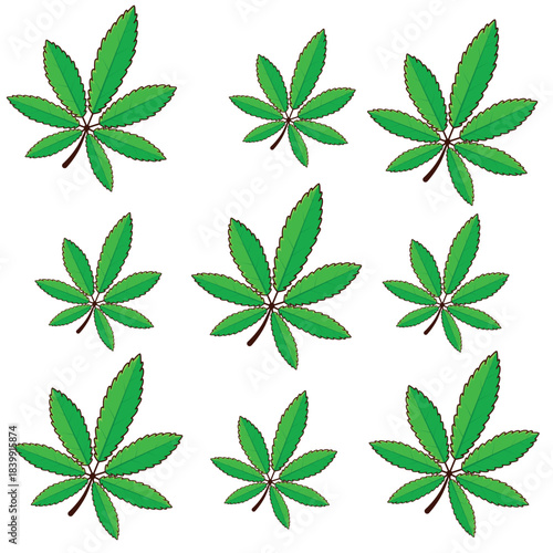 Green leaves. green leaf cartoon vector  illustration background pattern