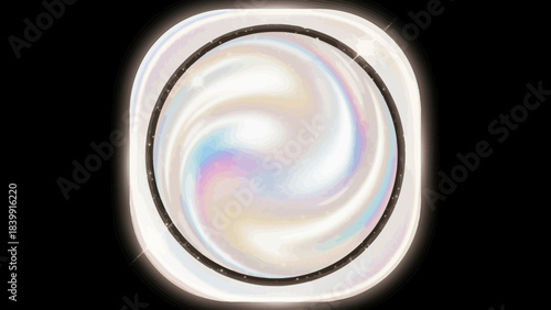 Pearl Jewel Isolated on Black Background with Holographic Effect