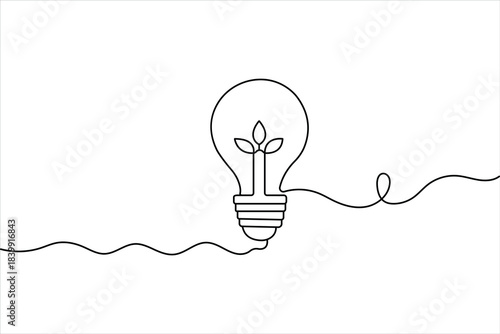Continuous line lightbulb idea illustration