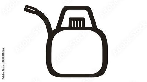 A simple, outlined illustration of a fuel or liquid container with a handle and spout