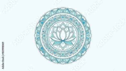 Intricate Lotus Mandala: A serene artistic rendering of a lotus mandala, its delicate petals radiating from the center, each line and curve forming a mesmerizing, harmonious design. 