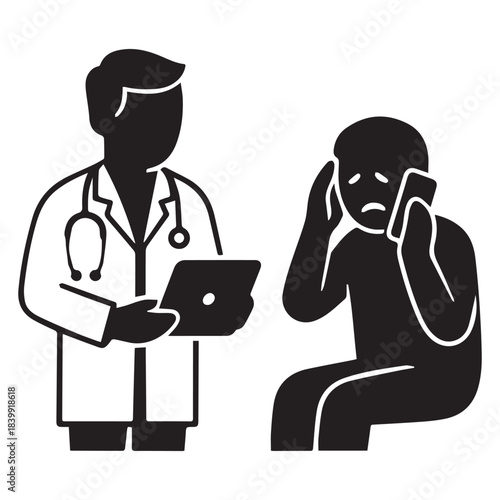 Telemedicine Notification Doctor Patient Alert Silhouette