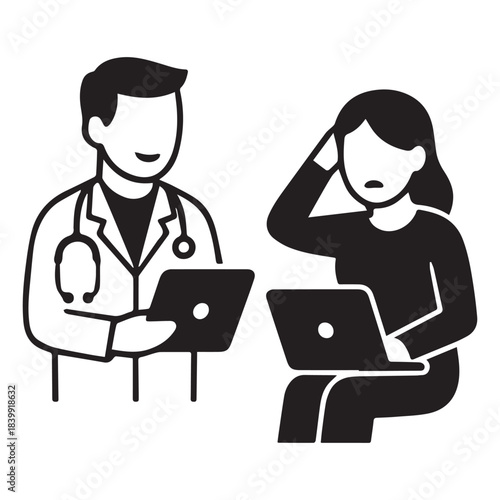 Virtual Dentist Doctor Patient Dental Check Silhouette