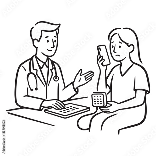 Virtual Urologist Doctor Patient Urinary Health Vector