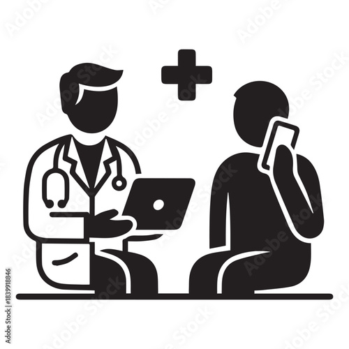 Telemedicine File Sharing Doctor Patient Records Vector