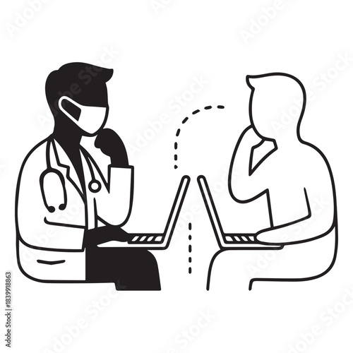 Final Telemedicine Doctor Patient Connection Silhouette