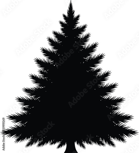 Black silhouette of a pine tree with sharp needles